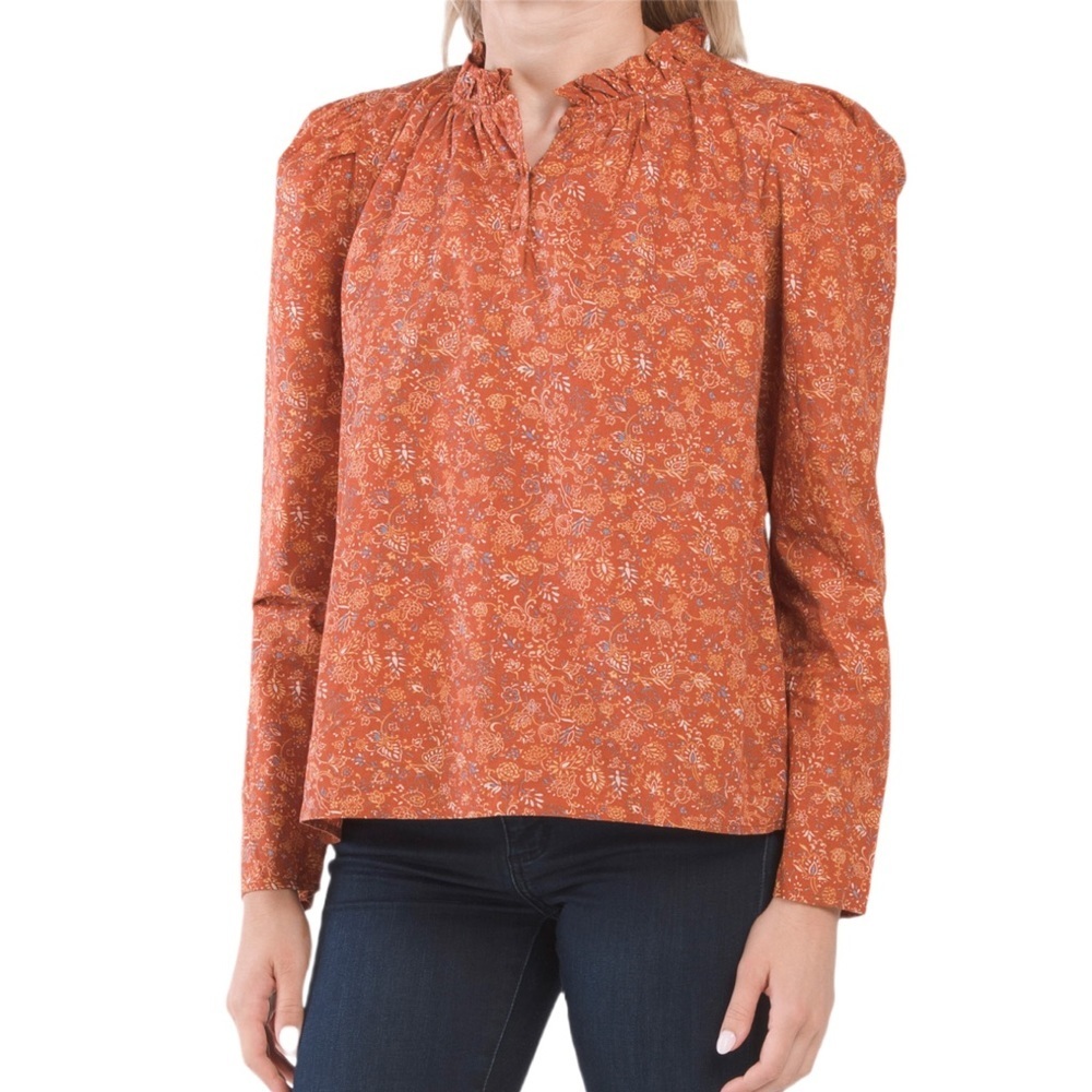House of Harlow 1960 Puff Shoulder Long Sleeve Printed Top